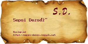 Sepsi Dezső névjegykártya